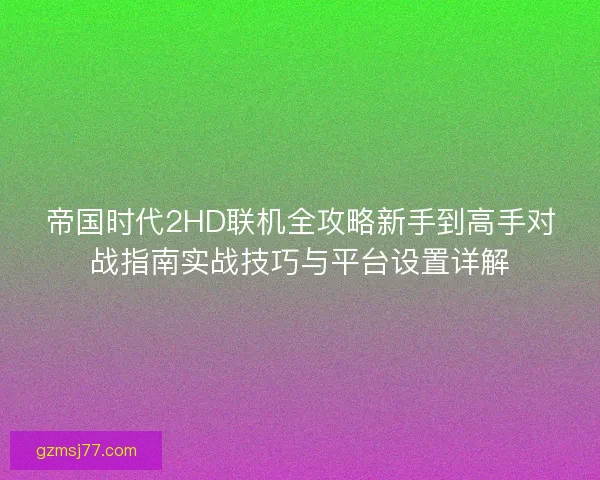 帝国时代2HD联机全攻略新手到高手对战指南实战技巧与平台设置详解
