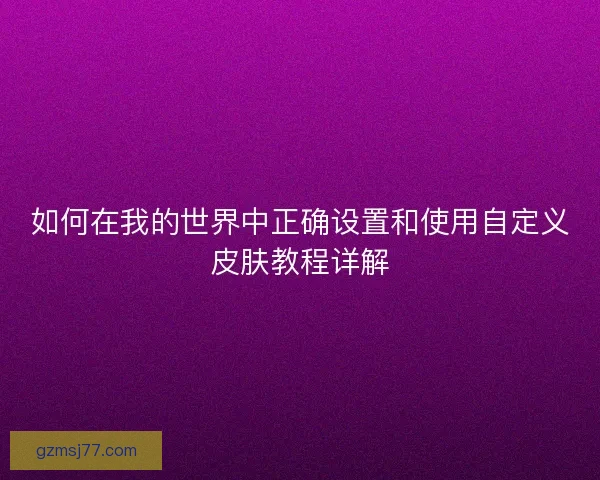 如何在我的世界中正确设置和使用自定义皮肤教程详解